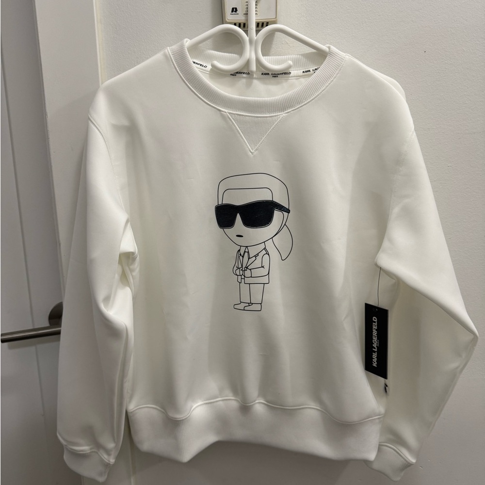 Karl Lagerfeld White Graphic Sweater